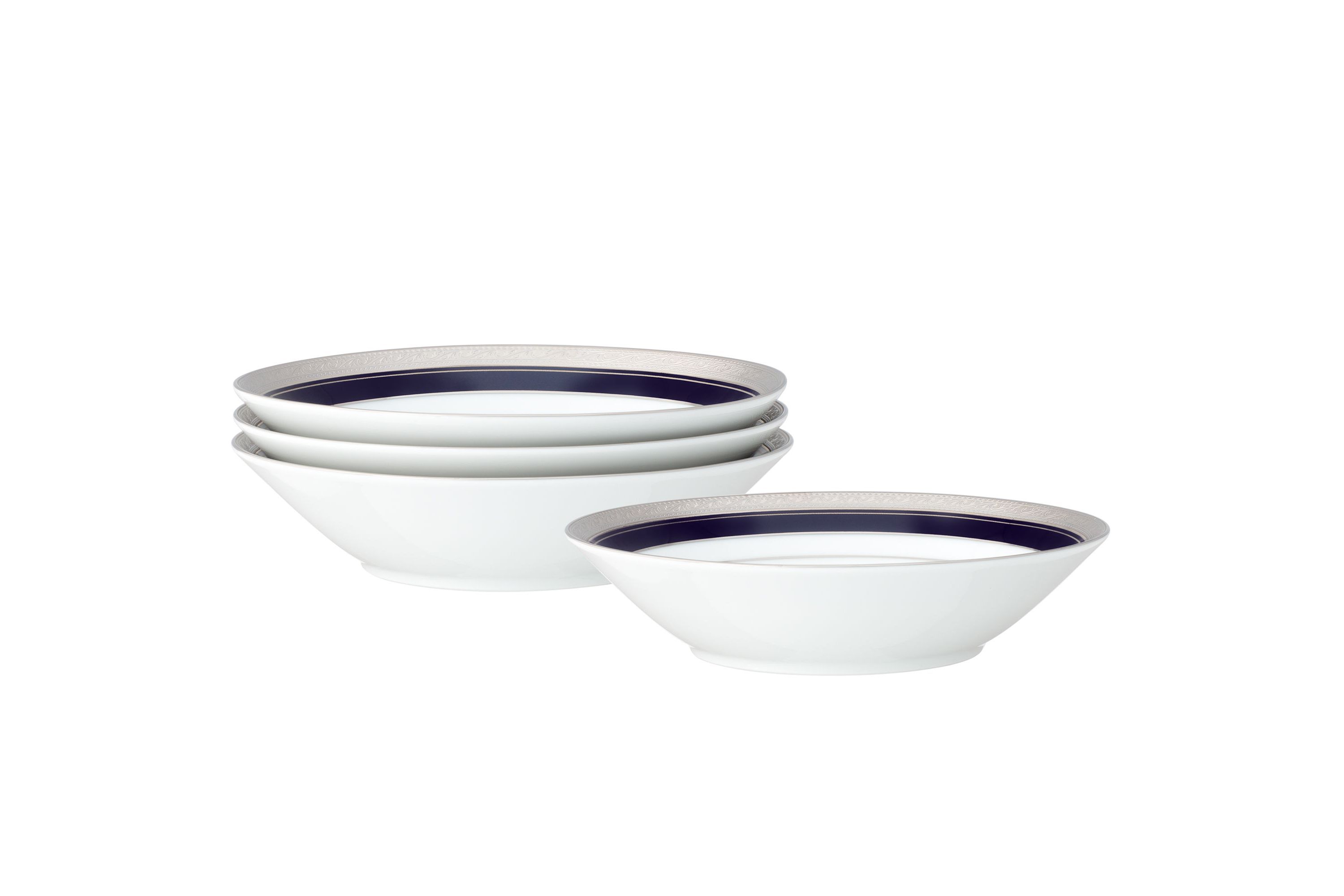 Crestwood Cobalt Platinum Set Of 4 Soup Bowls, 7-1/2", 12 oz.