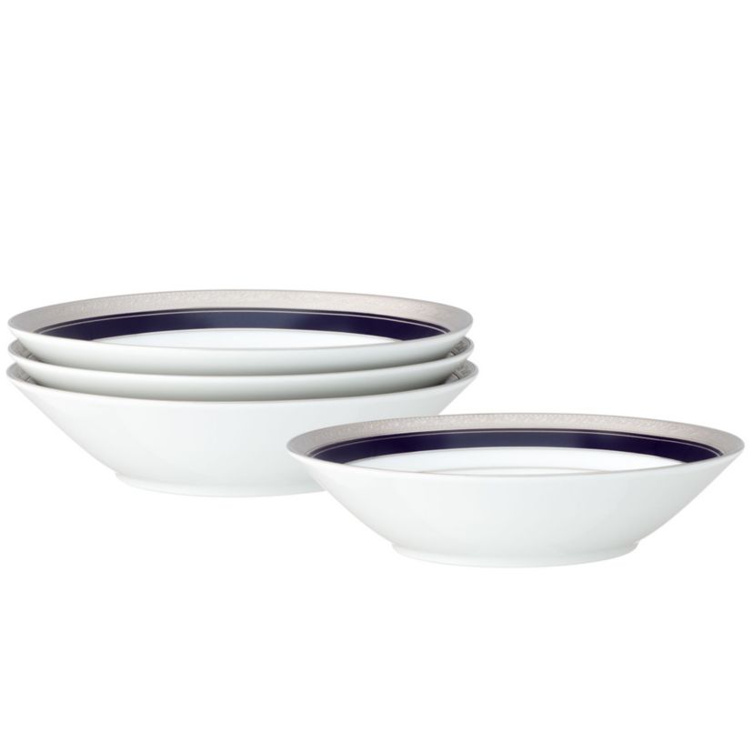 Crestwood Cobalt Platinum Set Of 4 Soup Bowls, 7-1/2", 12 oz.