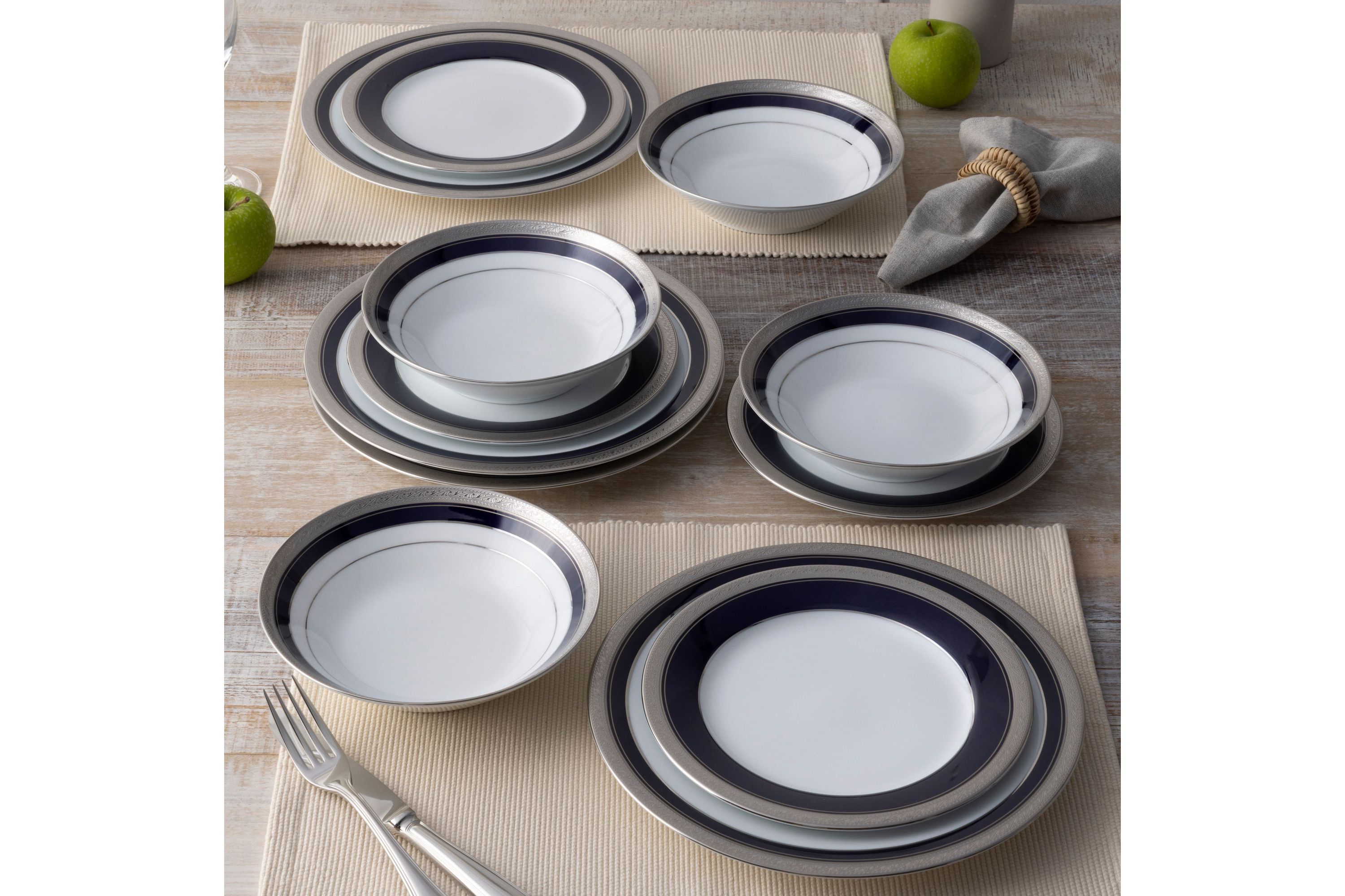Crestwood Cobalt Platinum Set Of 4 Soup Bowls, 7-1/2", 12 oz.