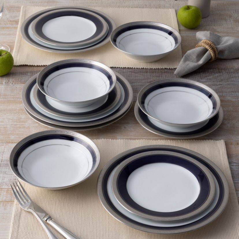 Crestwood Cobalt Platinum Set Of 4 Soup Bowls, 7-1/2", 12 oz.