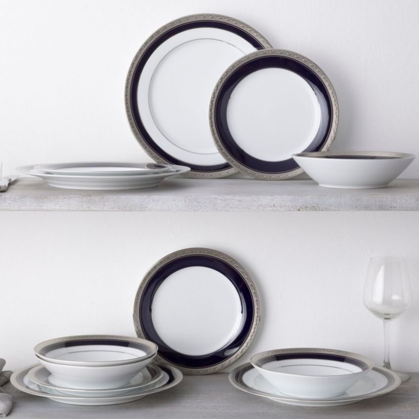 Crestwood Cobalt Platinum Set Of 4 Soup Bowls, 7-1/2", 12 oz.