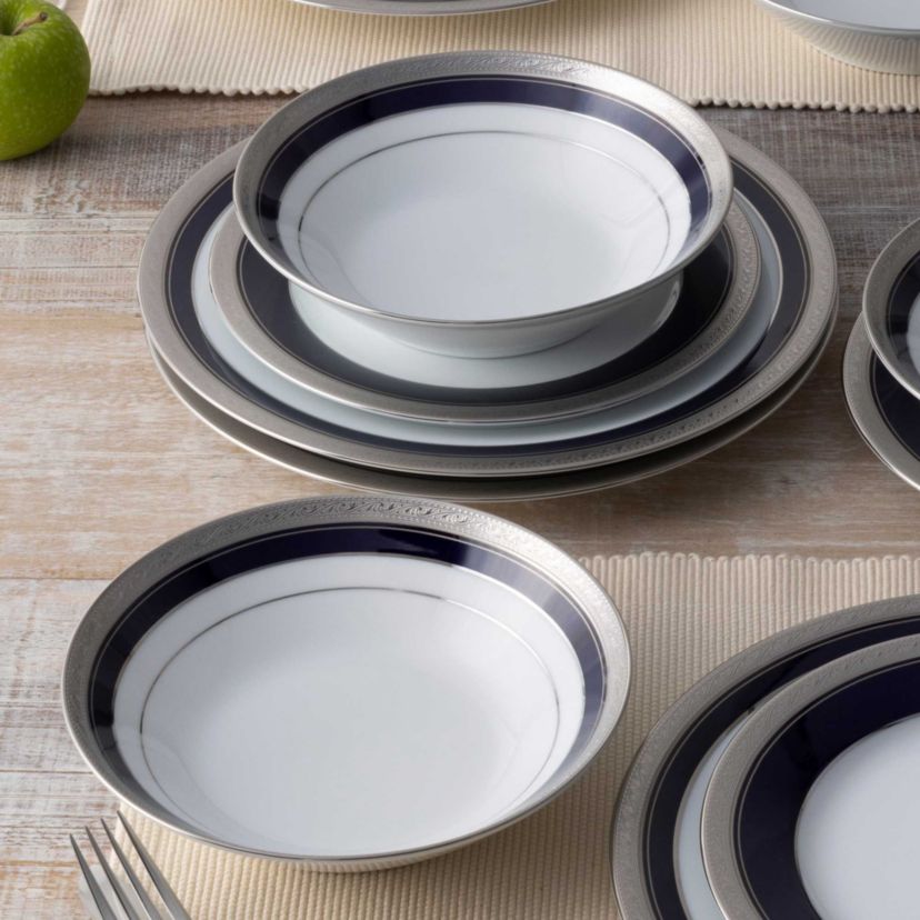 Crestwood Cobalt Platinum Set Of 4 Soup Bowls, 7-1/2", 12 oz.