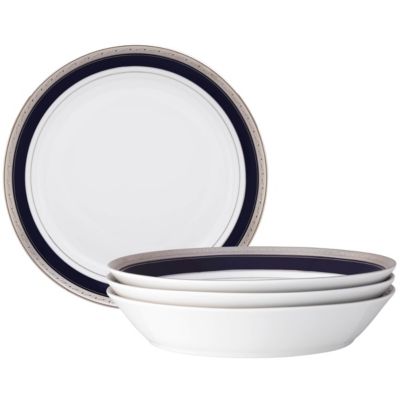 Noritake Crestwood Cobalt Platinum Set Of 4 Rim Dinner Bowls, 10", 25 oz