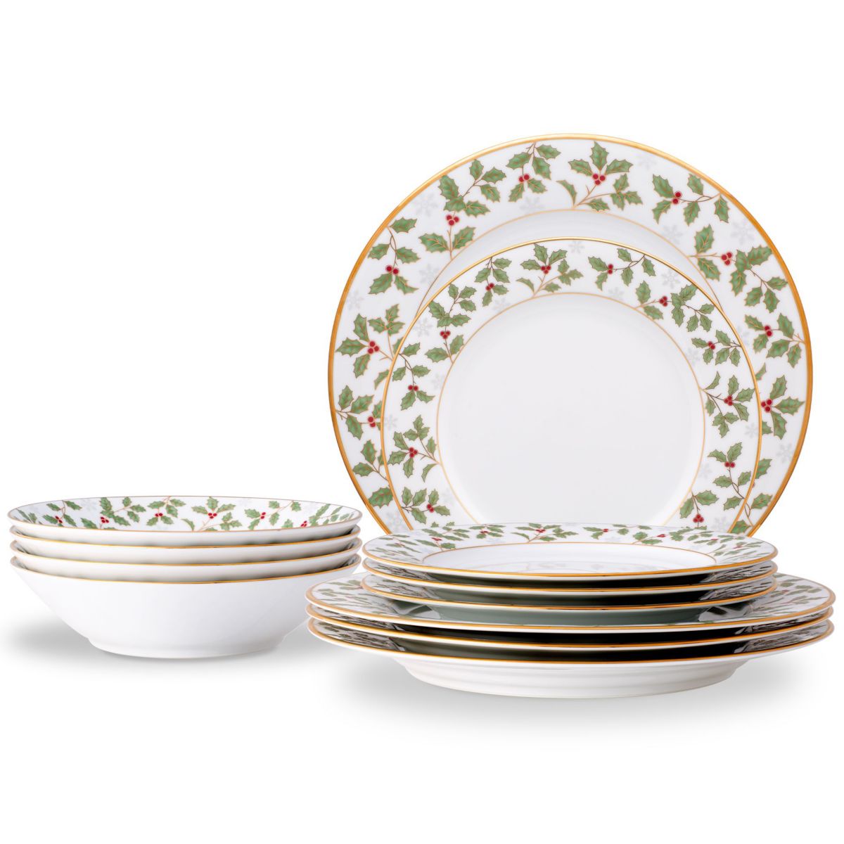 Holly & Berry Gold 12-Piece Dinnerware Set, Service for 4