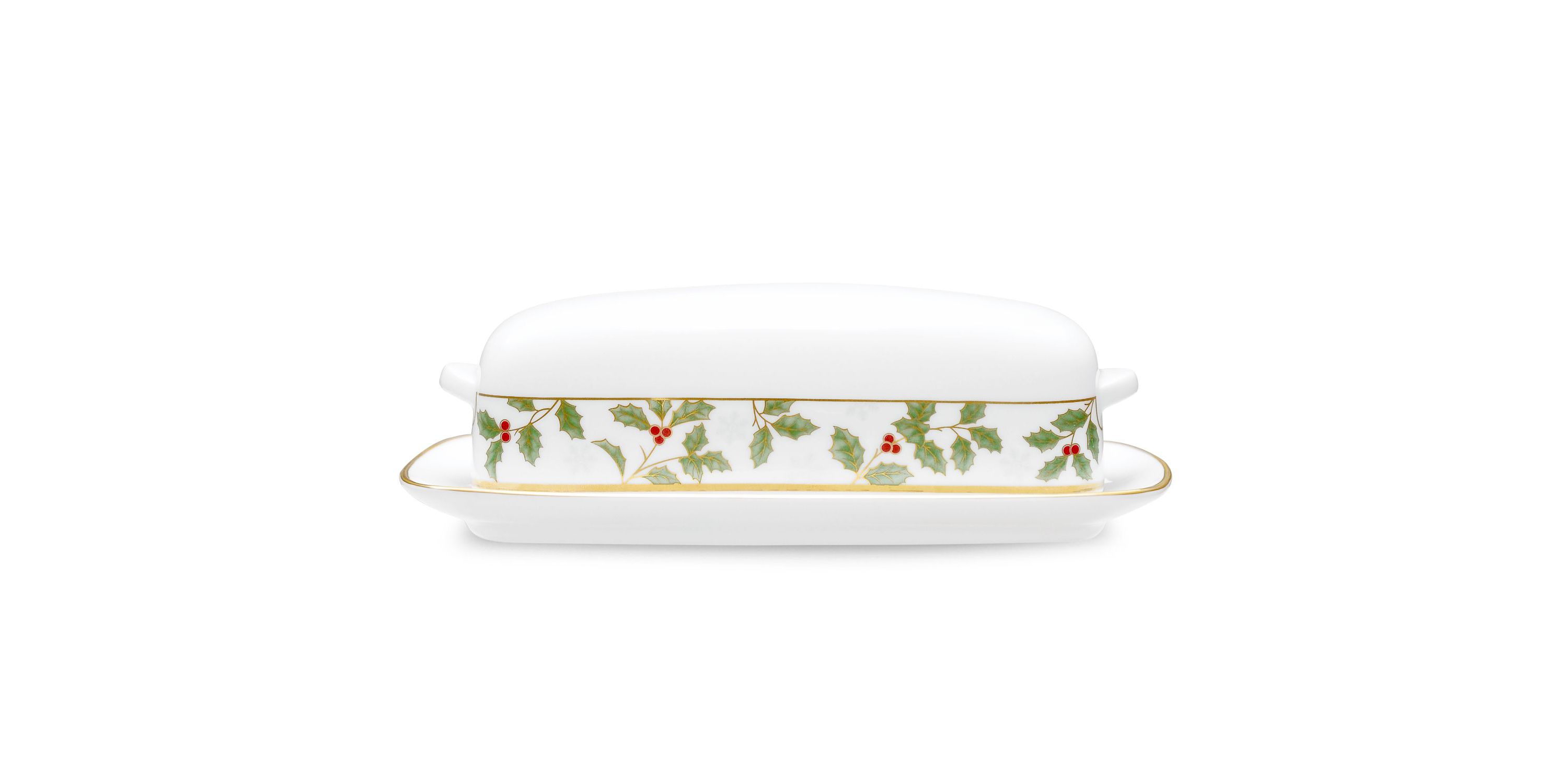 Holly & Berry Gold Covered Butter, 8"