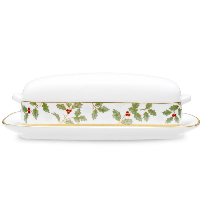 Holly & Berry Gold Covered Butter, 8"