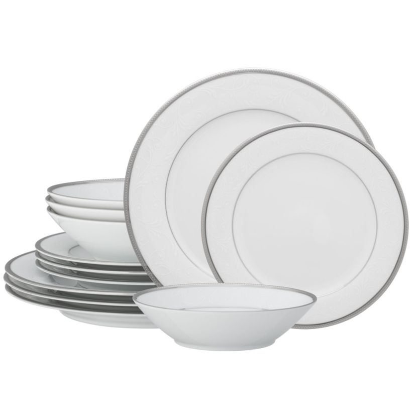 Regina Platinum 12-Piece Dinnerware Set, Service for 4