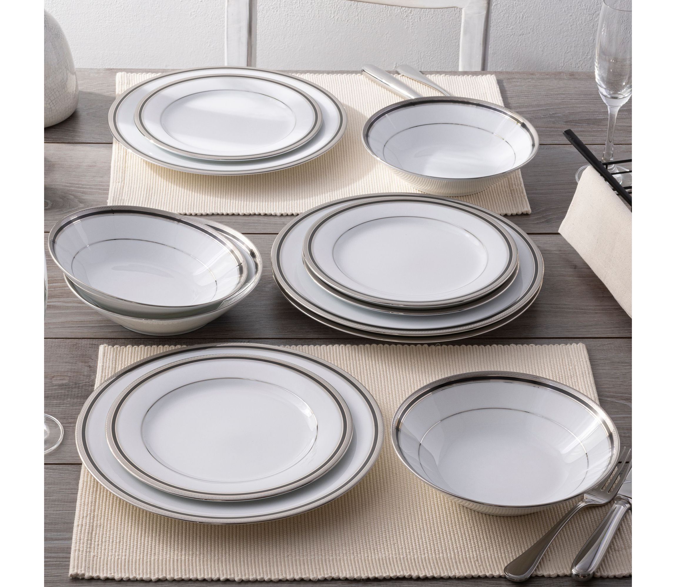 Austin Platinum 12-Piece Dinnerware Set, Service for 4