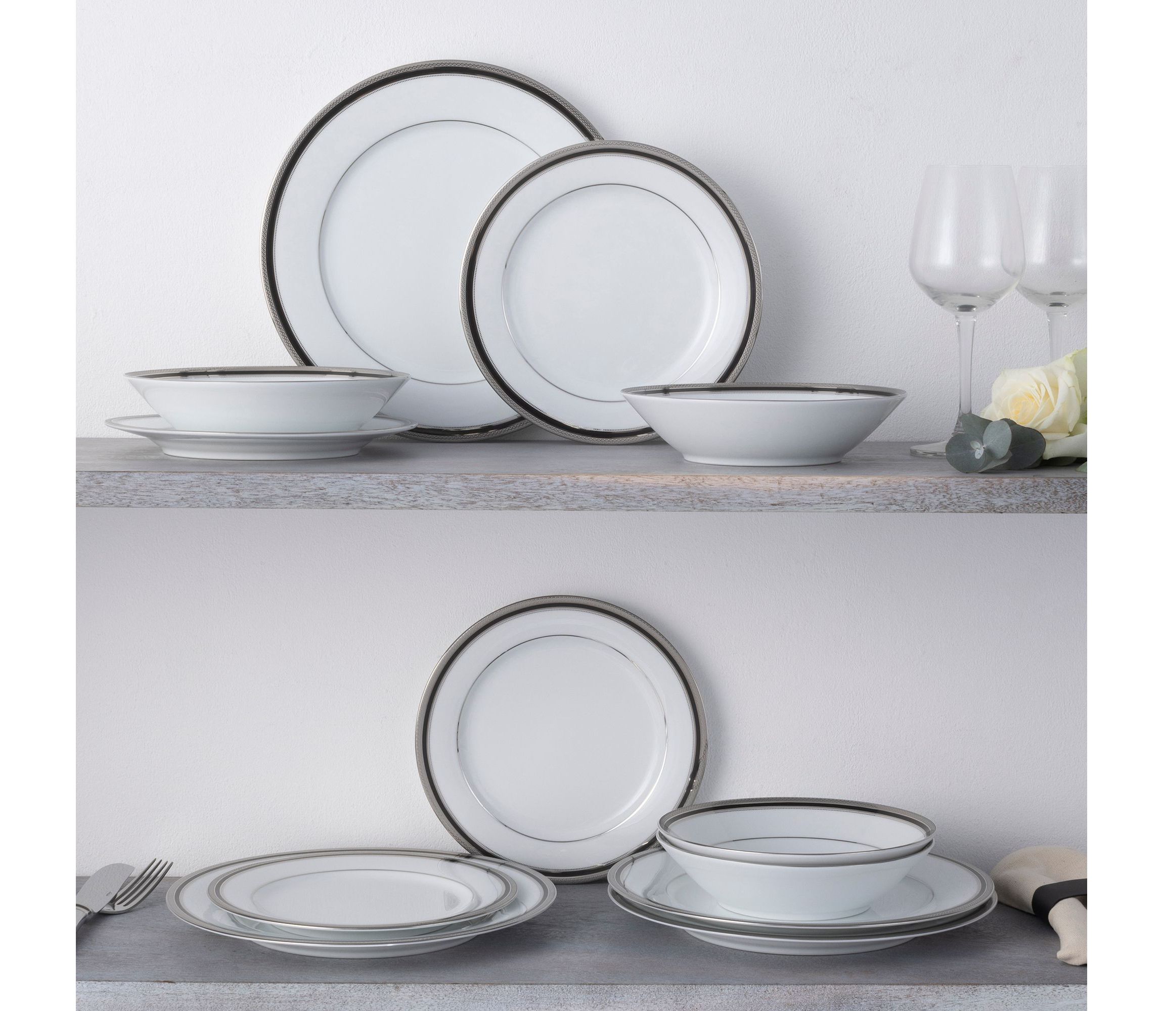 Austin Platinum 12-Piece Dinnerware Set, Service for 4