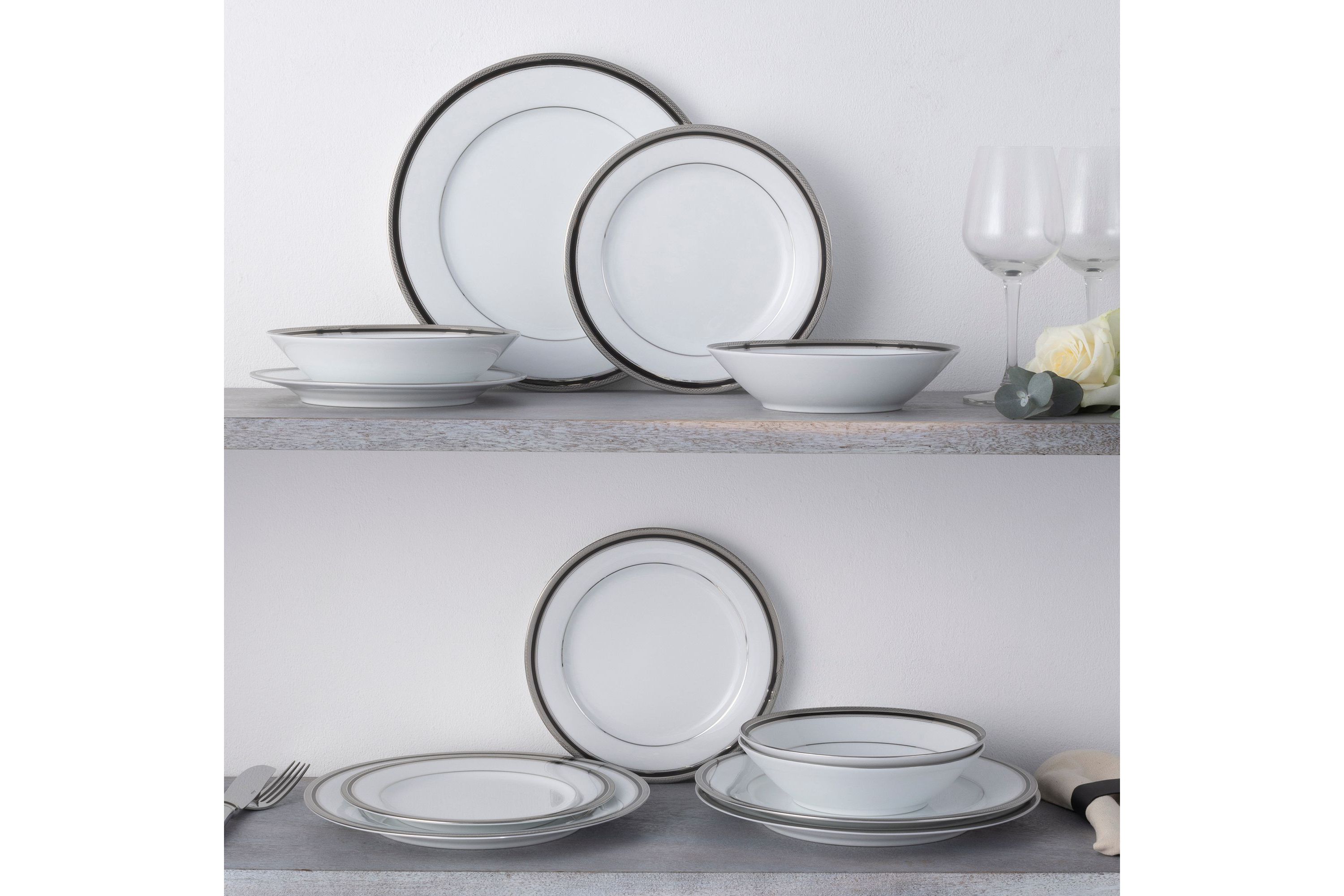 Austin Platinum Set Of 4 Soup Bowls, 7-1/2", 12 Oz.