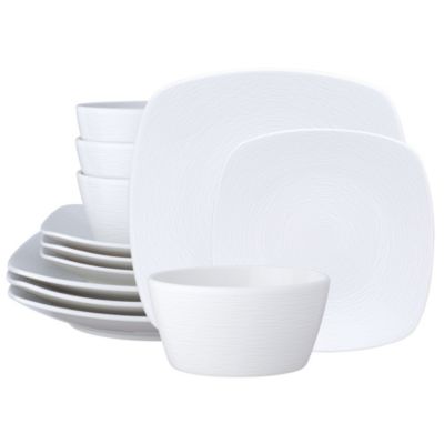 Noritake Colorscapes 12-Piece Square Dinnerware Set, Service For 4, White