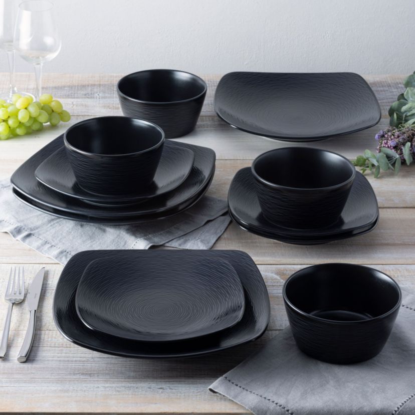 Colorscapes 12-Piece Square Dinnerware Set, Service For 4