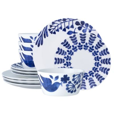 Noritake Sandefjord 12-Piece Dinnerware Set, Service for 4, Blue