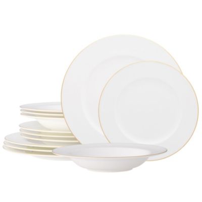 Noritake Accompanist 12-Piece Dinnerware Set, Service for 4, Gold