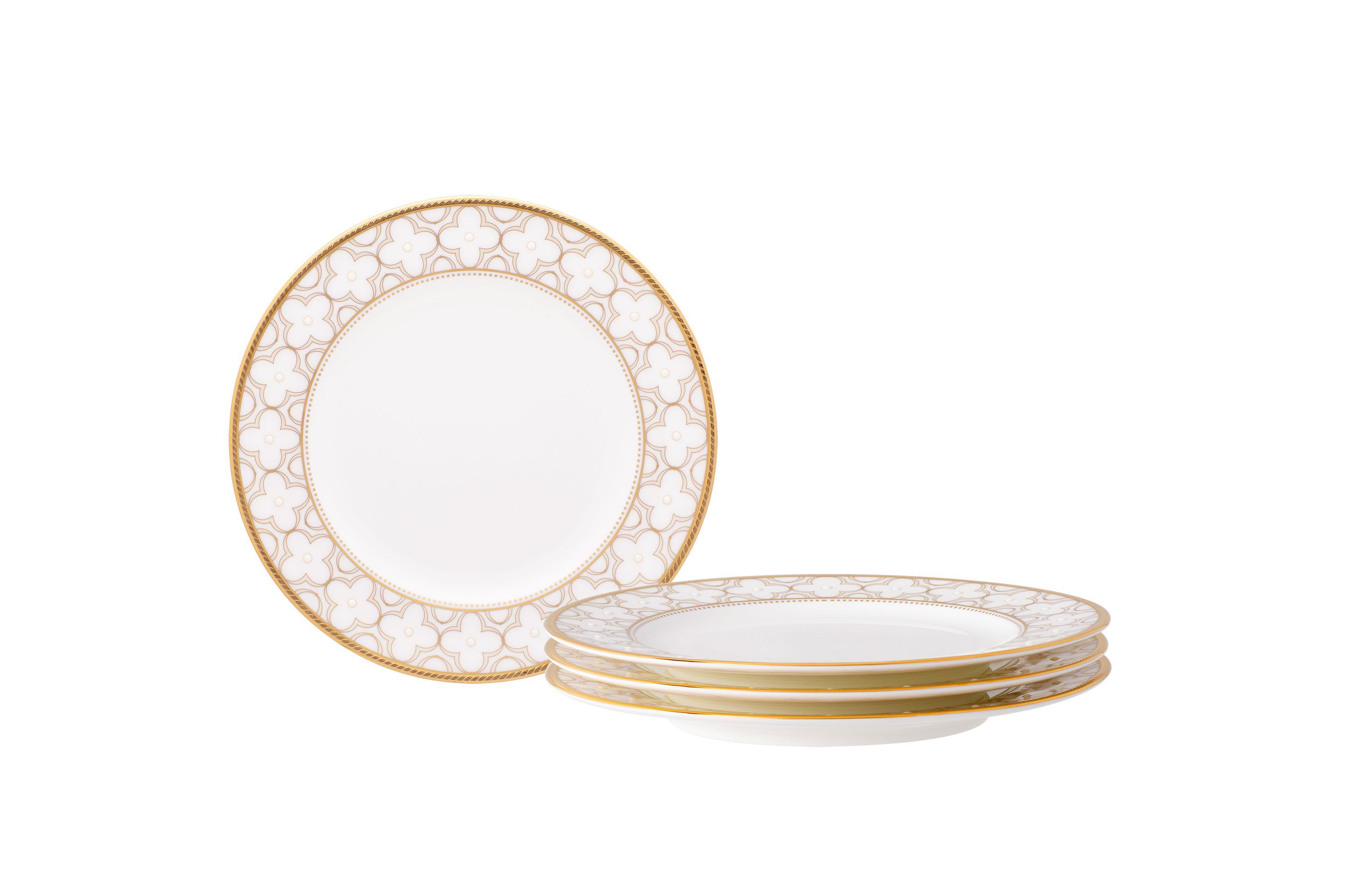 Trefolio Gold Set Of 4 Bread & Butter/Appetizer Plates, 6-1/2"