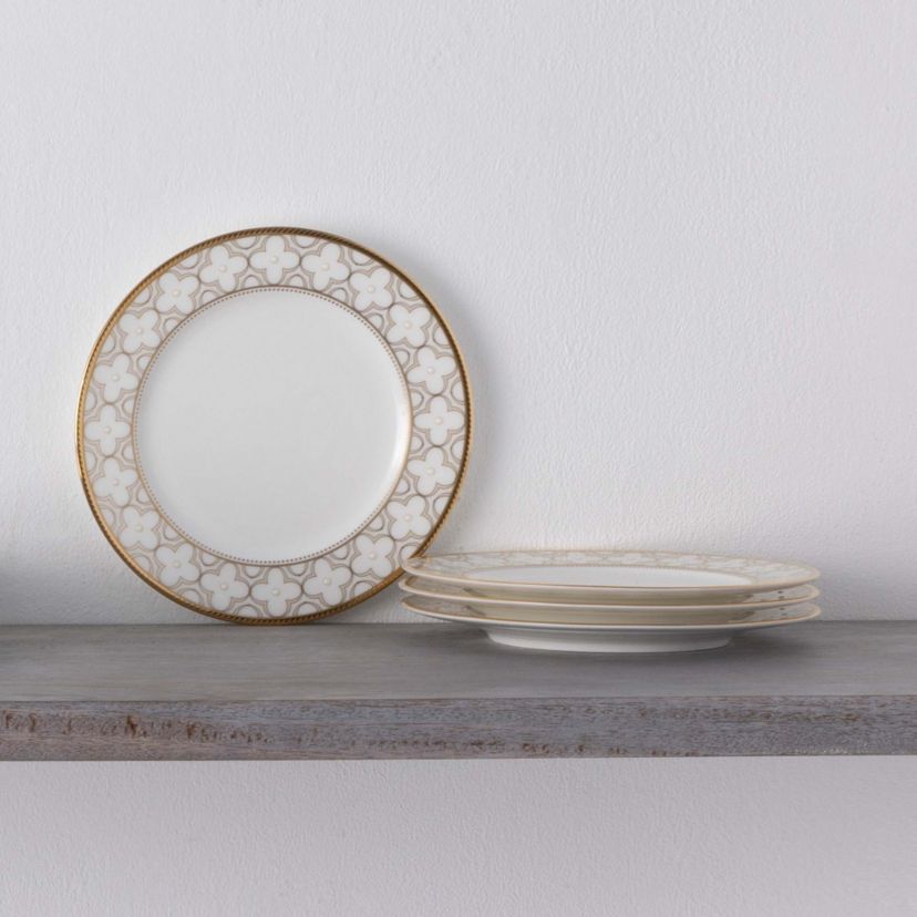 Trefolio Gold Set Of 4 Bread & Butter/Appetizer Plates, 6-1/2"