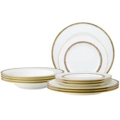 Noritake Haku 12-Piece Dinnerware Set, Service for 4, Gold