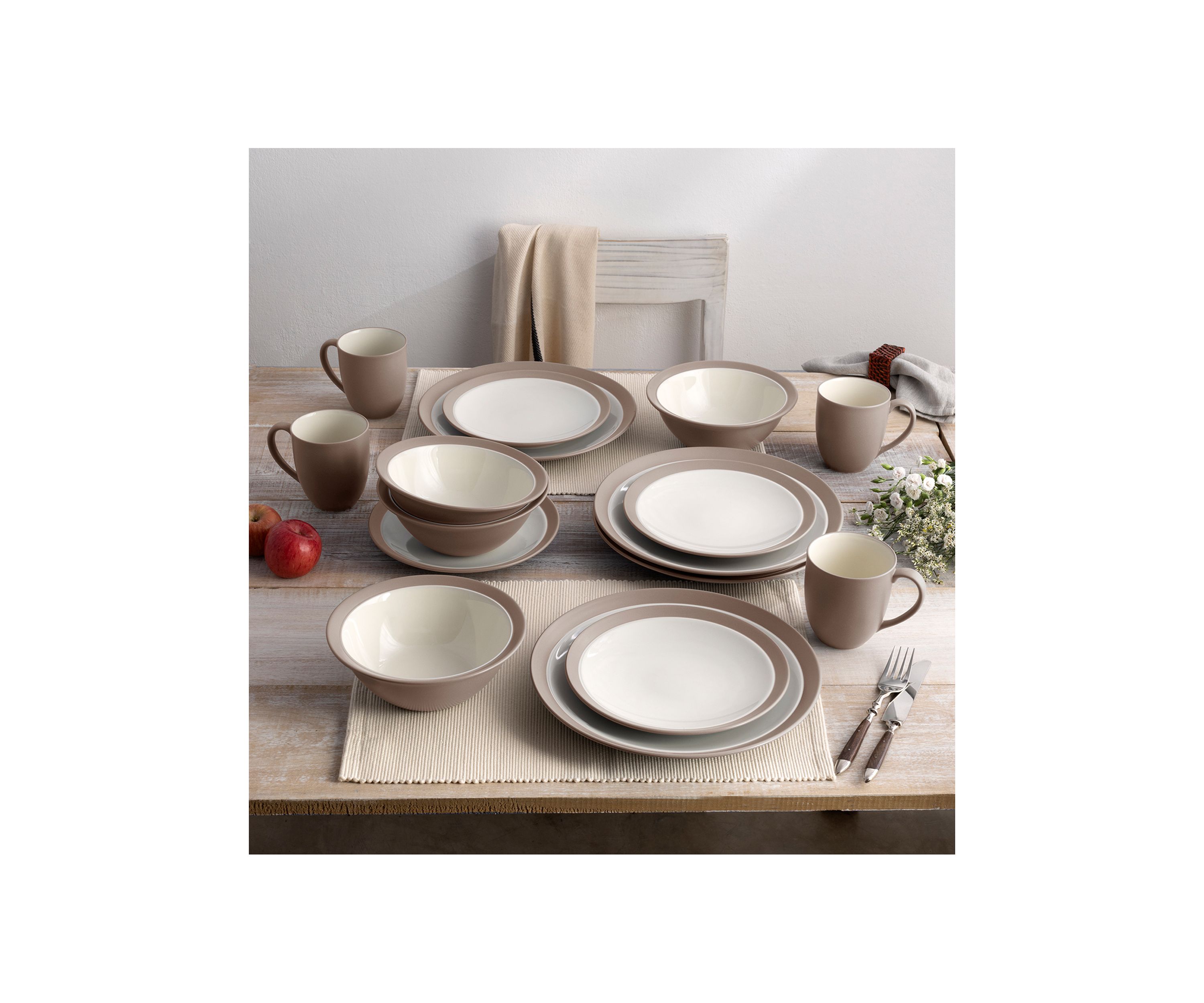 Colorwave Clay Curve 16 Piece Dinnerware Set