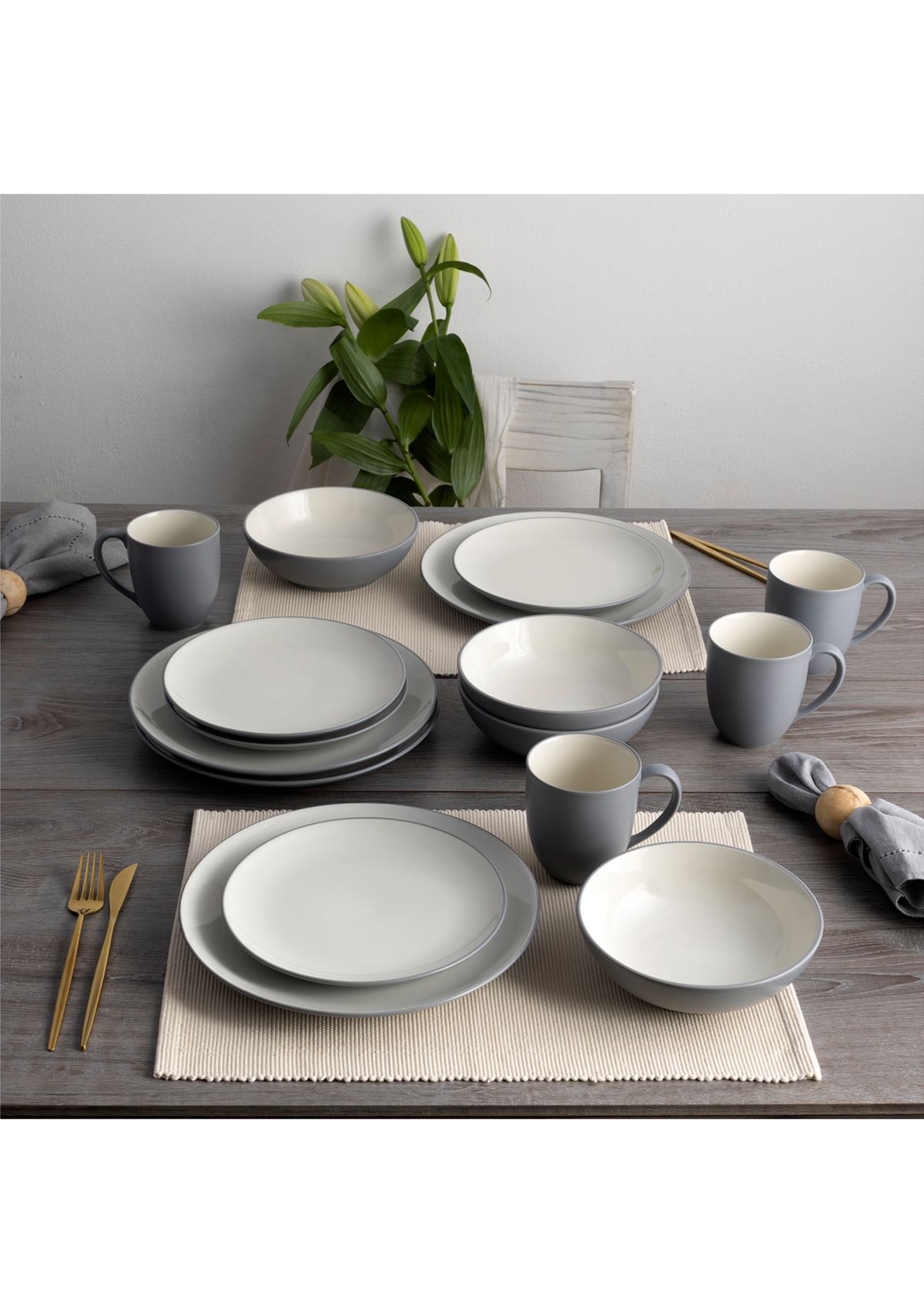 Colorwave Slate Coupe 16 Piece Dinnerware Set