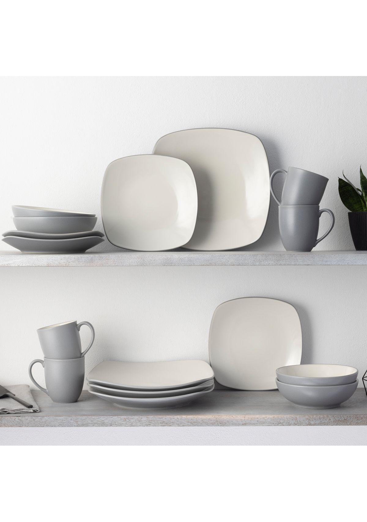 Colorwave Slate Square 16 Piece Dinnerware Set
