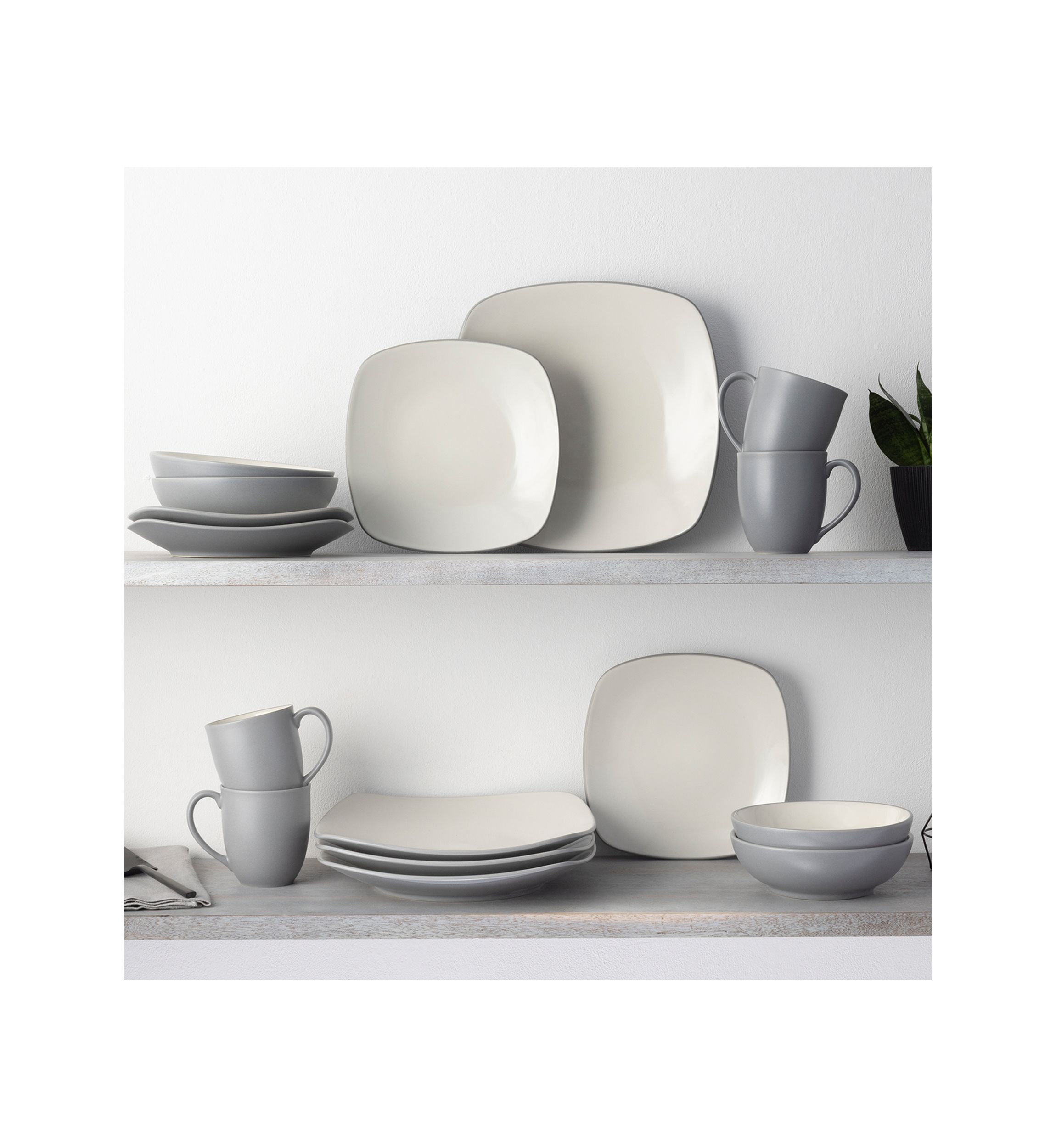 Colorwave Slate Square 16 Piece Dinnerware Set