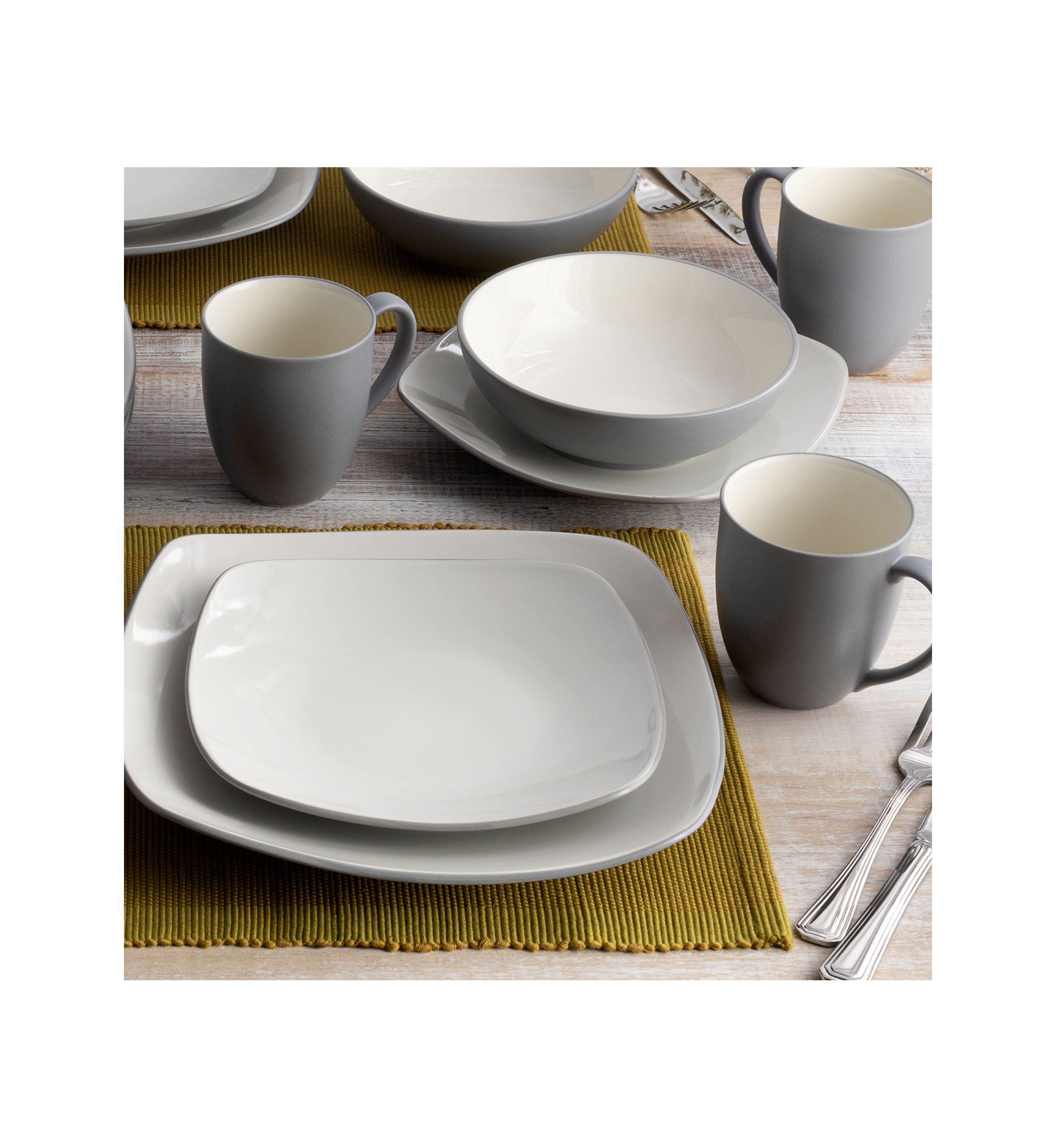 Colorwave Slate Square 16 Piece Dinnerware Set