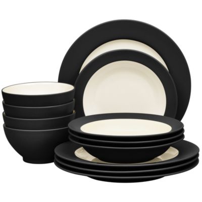 Noritake Colorwave 12 Piece Rim Dinnerware Set, Service for 4
