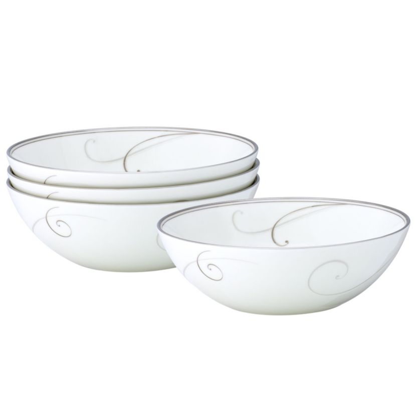 Platinum Wave Set Of 4 Cereal Bowls, 7-3/4", 36 Oz.