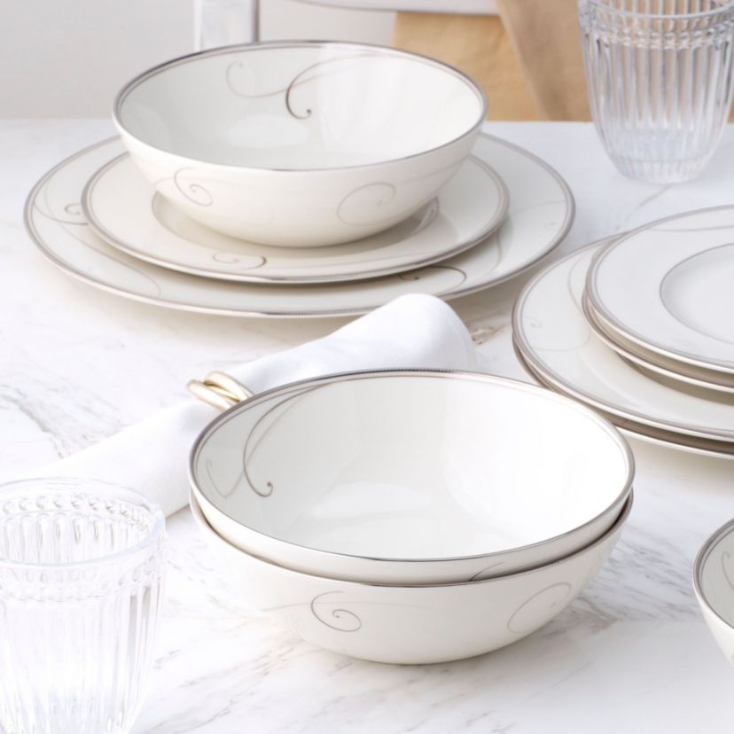 Platinum Wave Set Of 4 Cereal Bowls, 7-3/4", 36 Oz.