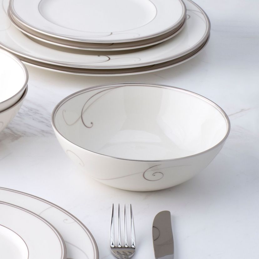 Platinum Wave Set Of 4 Cereal Bowls, 7-3/4", 36 Oz.