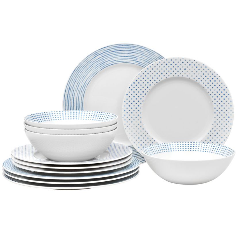 Hammock 12-Piece Rim Dinnerware Set, Service for 4