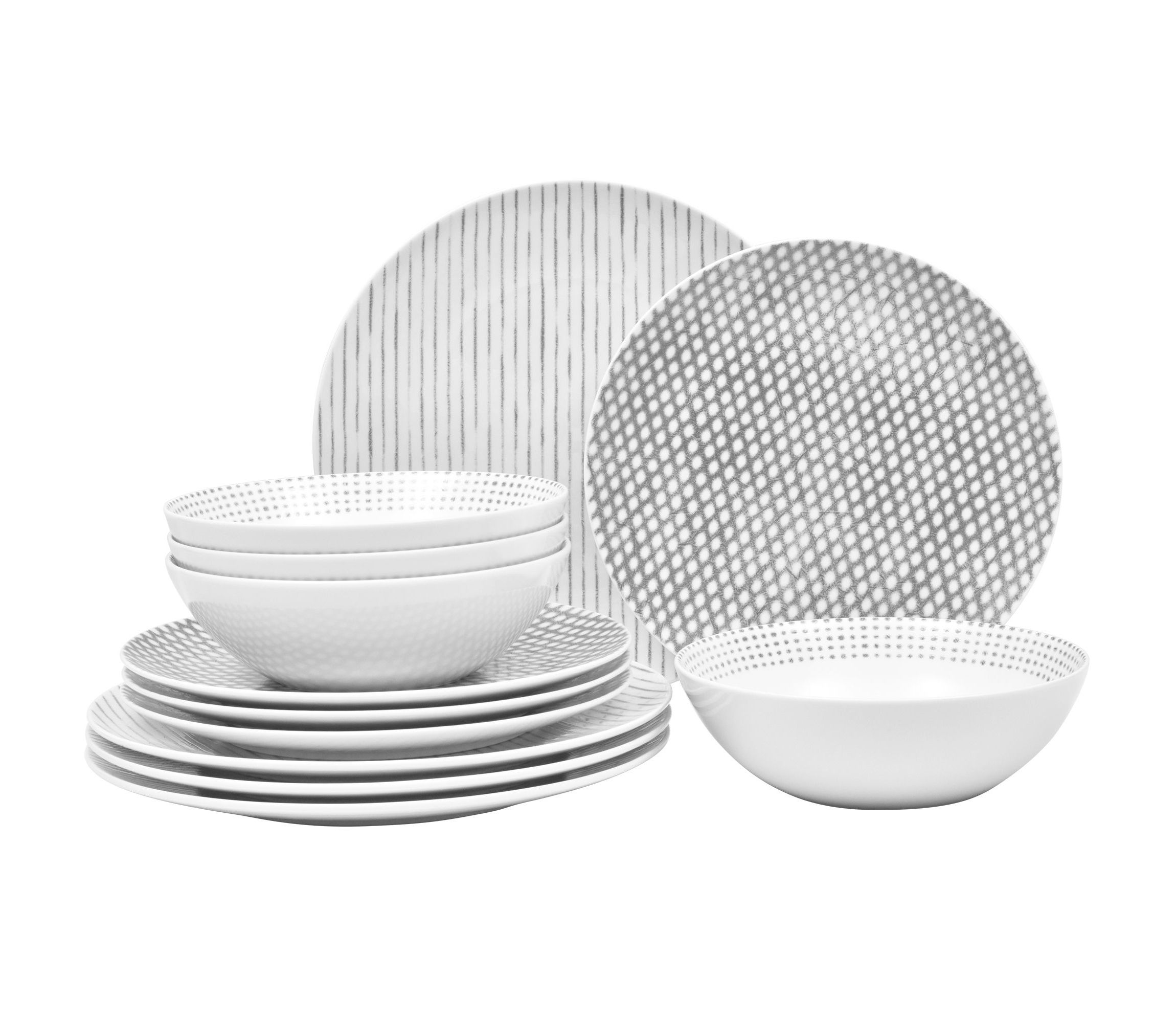 Hammock 12-Piece Coupe Dinnerware Set, Service for 4