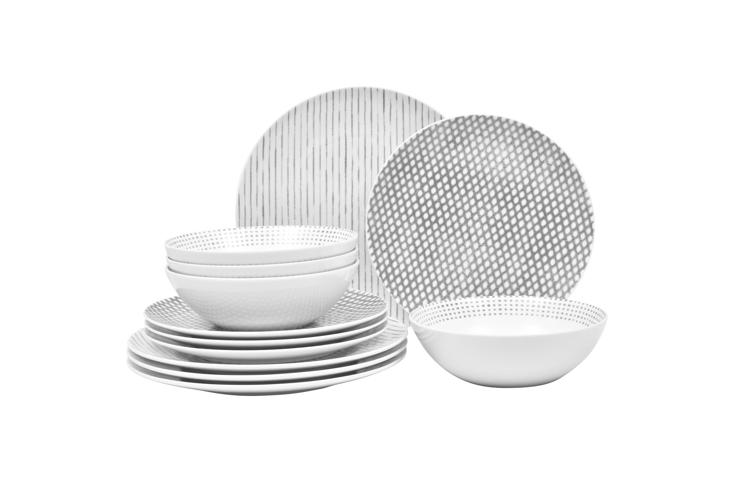 Hammock 12-Piece Coupe Dinnerware Set, Service for 4
