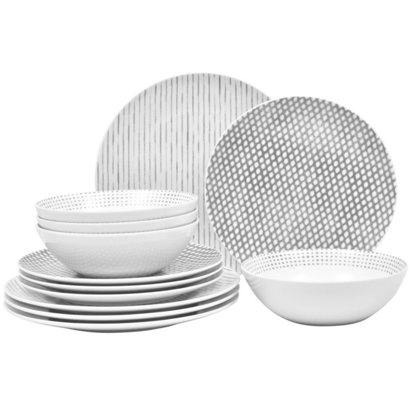 Hammock 12-Piece Coupe Dinnerware Set, Service for 4