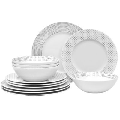 Noritake Hammock 12-Piece Rim Dinnerware Set, Service for 4, Grey