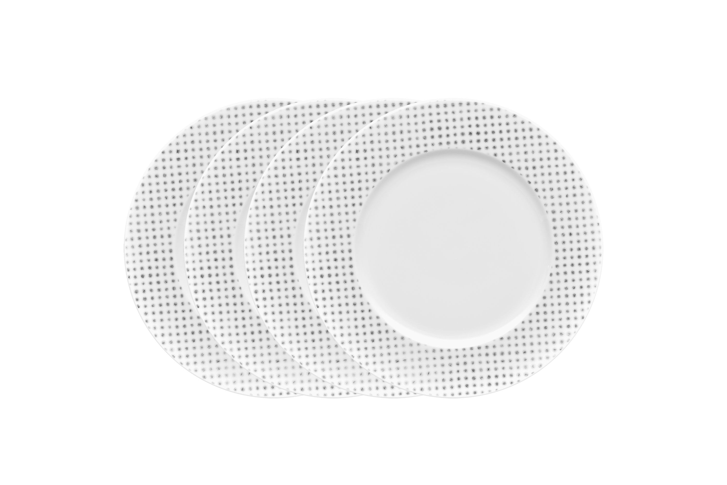 Hammock Set Of 4 Rim Dinner Plates - Dots, 11"