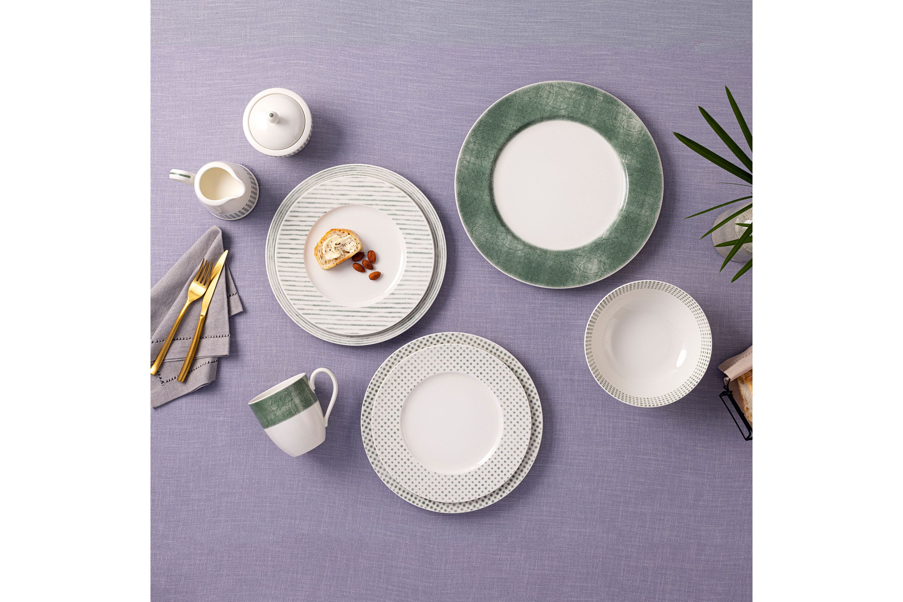 Hammock Set Of 4 Rim Dinner Plates - Stripes, 11"