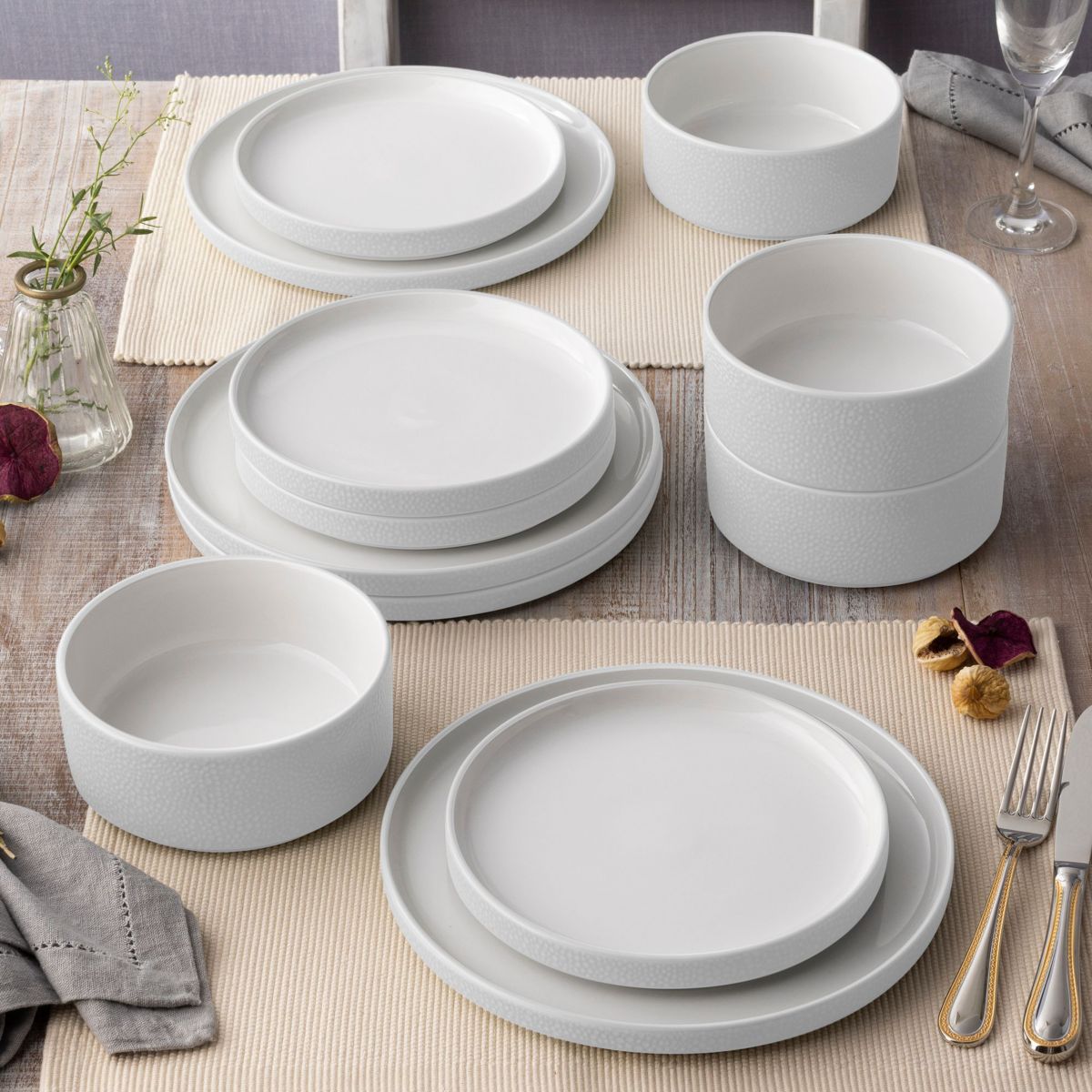 Colortex Stone Set Of 4 Stax Dinner Plates, 9-3/4"
