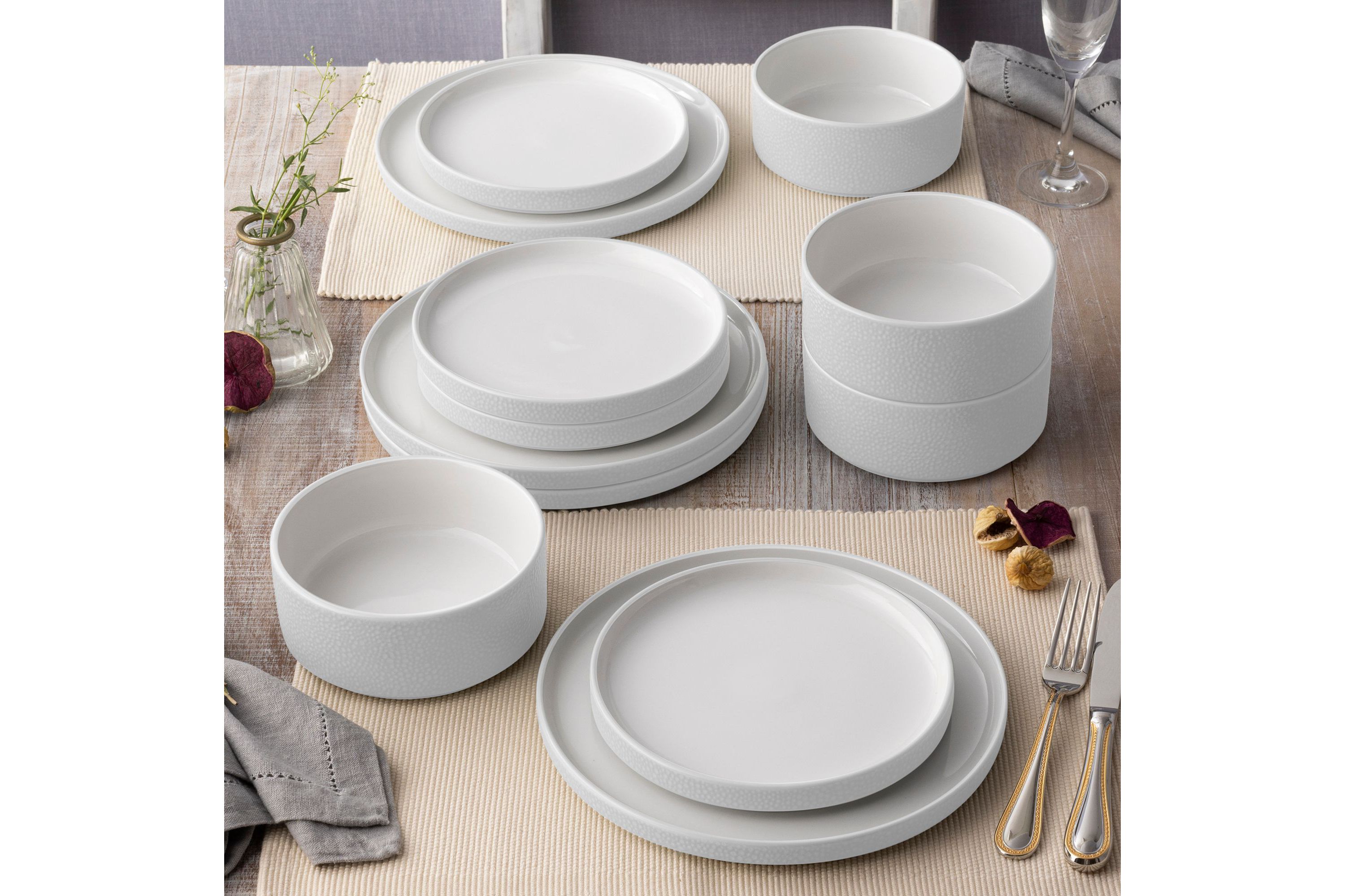 Colortex Stone Set Of 4 Stax Dinner Plates, 9-3/4"