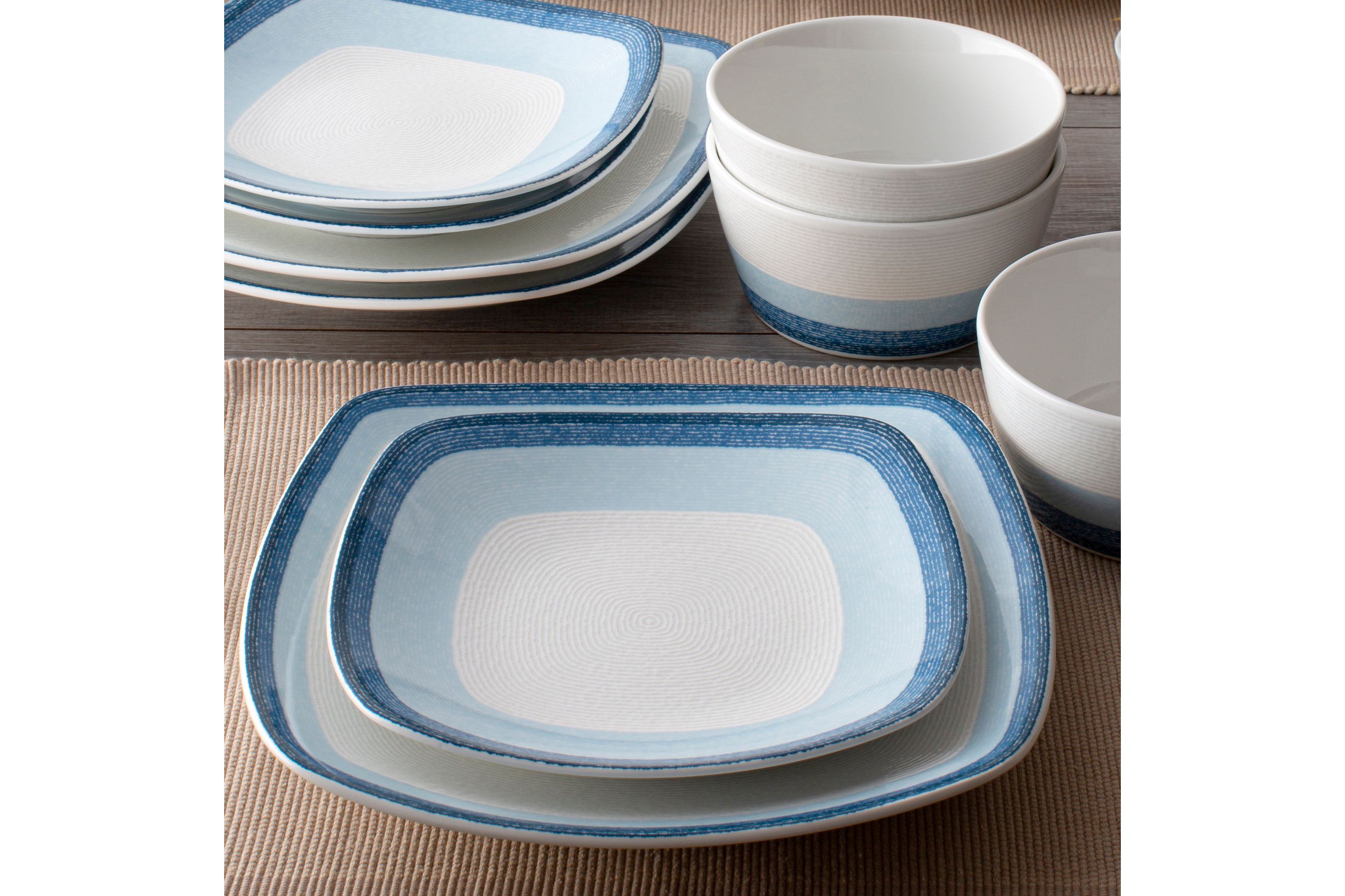 Colorscapes Layers Set Of 4 Square Dinner Plates, 10-3/4"