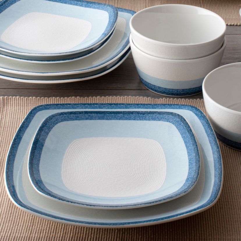 Colorscapes Layers Set Of 4 Square Dinner Plates, 10-3/4"