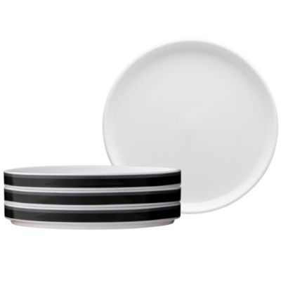 Noritake Colorstax Stripe Set Of 4 Stax Salad Plates, 7-1/2", Black