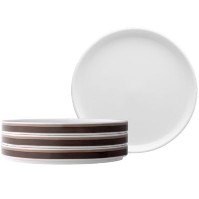 Noritake Colorstax Stripe Set Of 4 Stax Salad Plates, 7-1/2", Brown