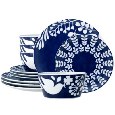 Noritake Bluefjord 12-Piece Dinnerware Set, Service for 4, Blue