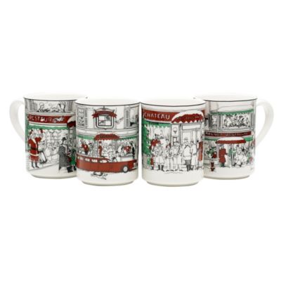 Noritake Le Restaurant Christmas Set Of 4 Holiday Mugs, 12 Oz