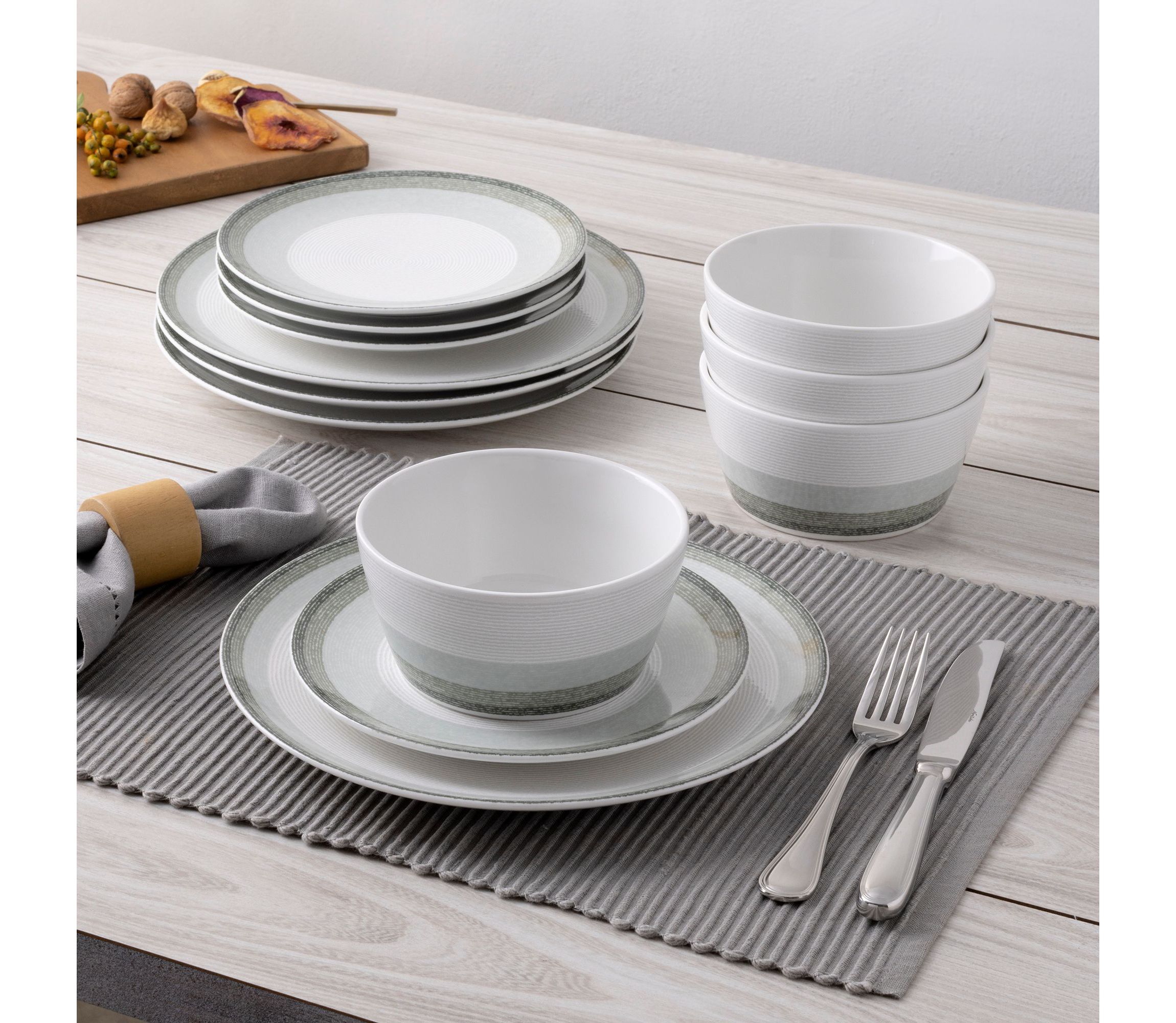 Colorscapes Layers 12-Piece Coupe Dinnerware Set, Service for 4