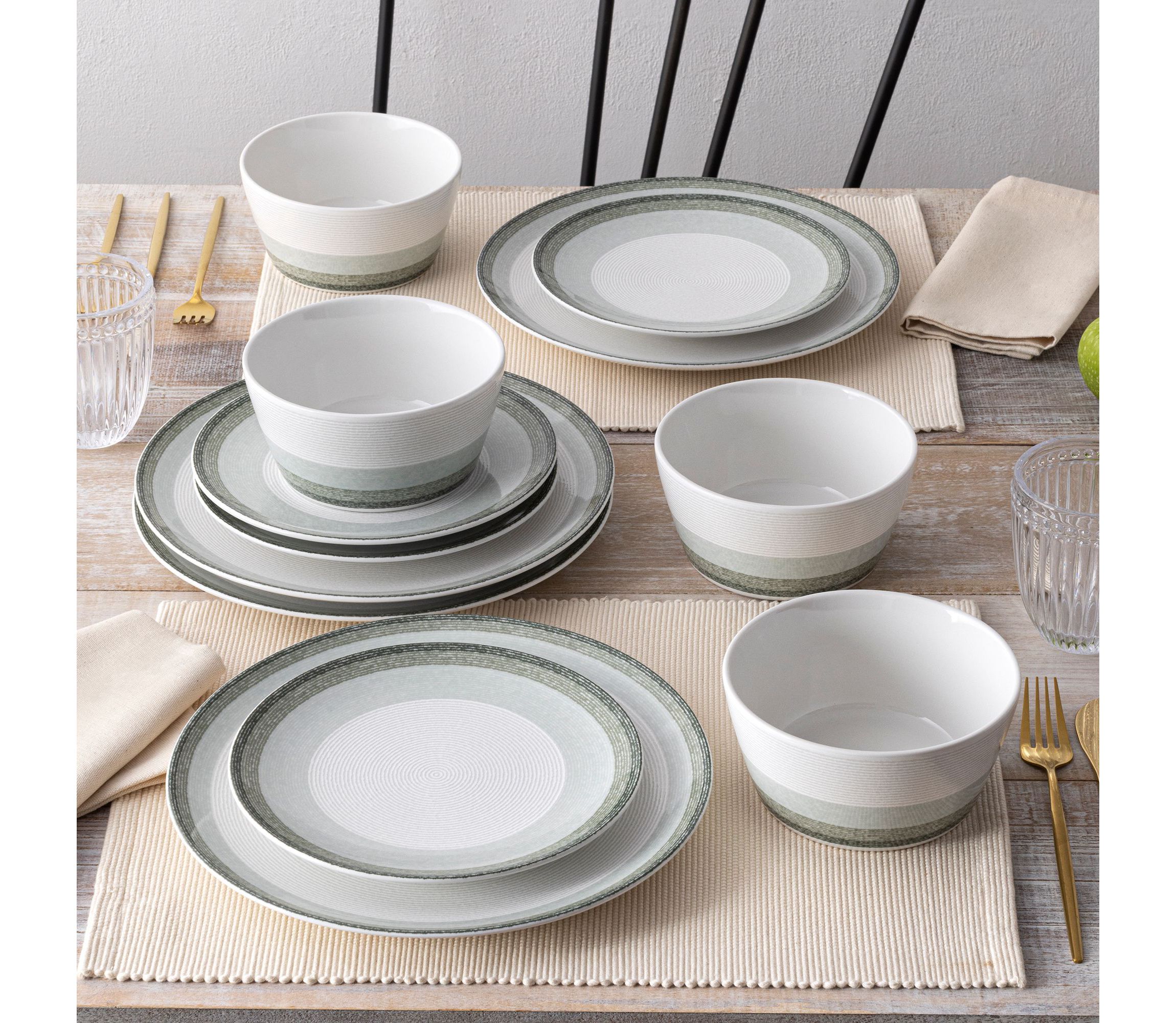 Colorscapes Layers 12-Piece Coupe Dinnerware Set, Service for 4