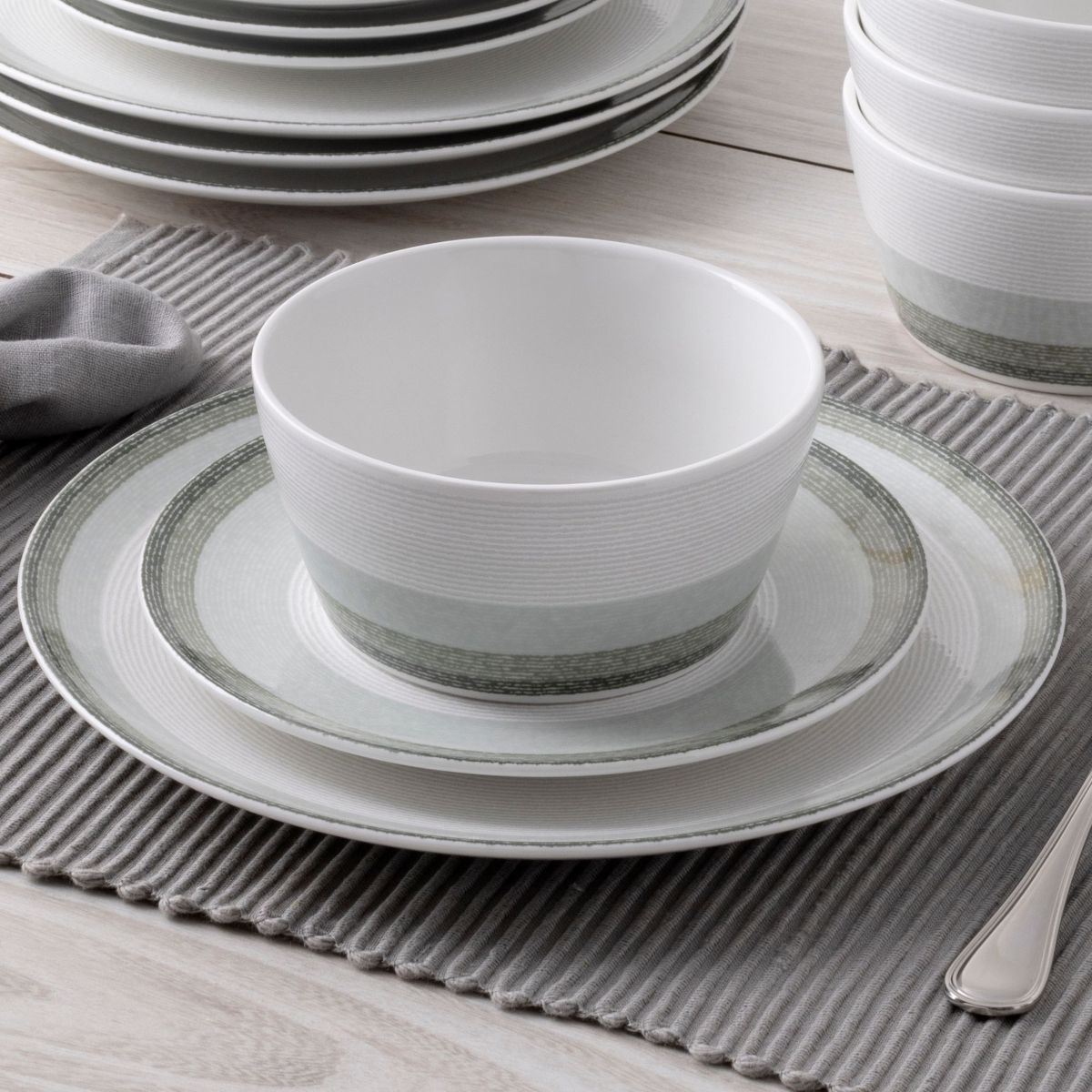 Colorscapes Layers 12-Piece Coupe Dinnerware Set, Service for 4