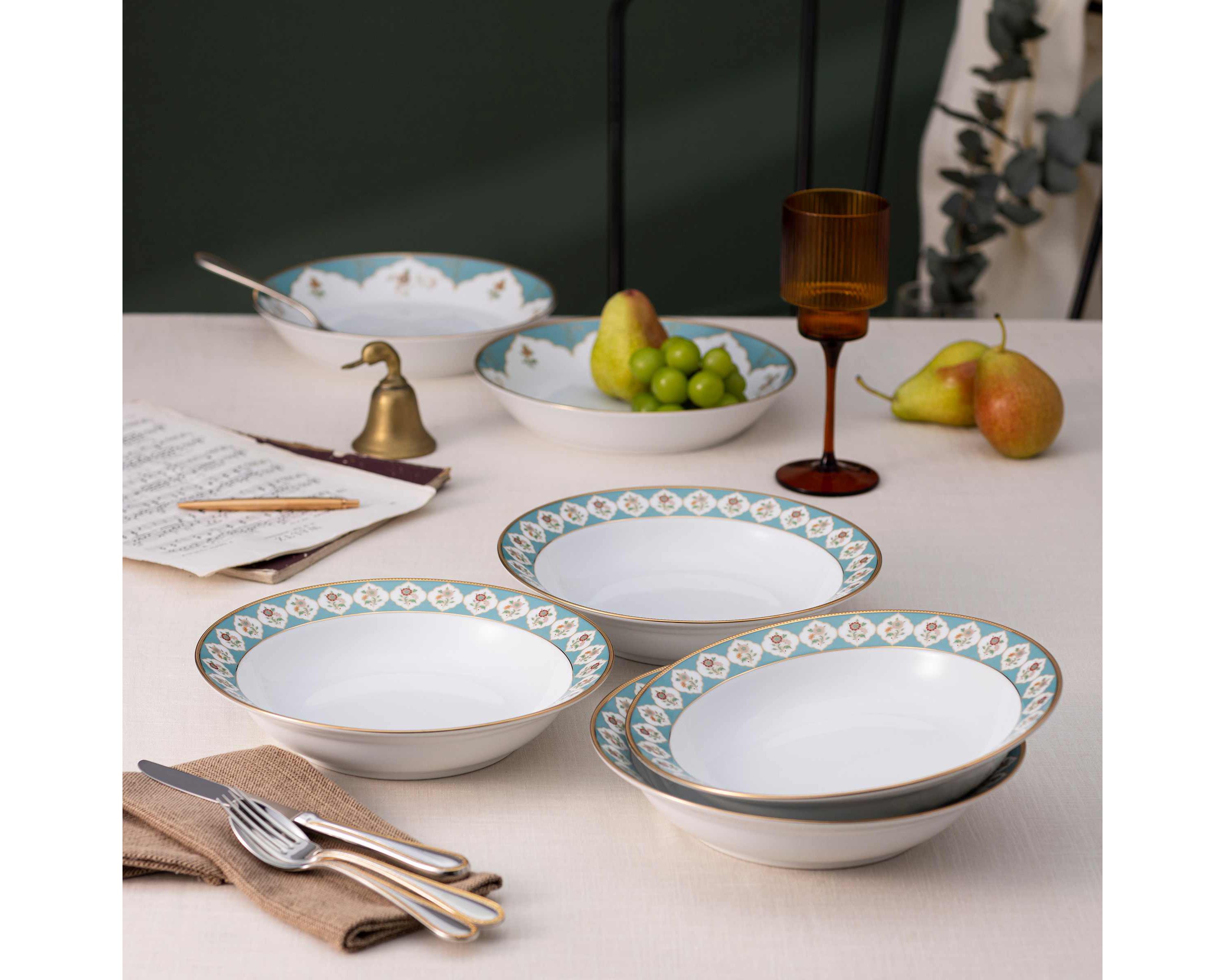 Lodis Morning Set of 4 Rim Dinner Bowls, 10", 25 oz.