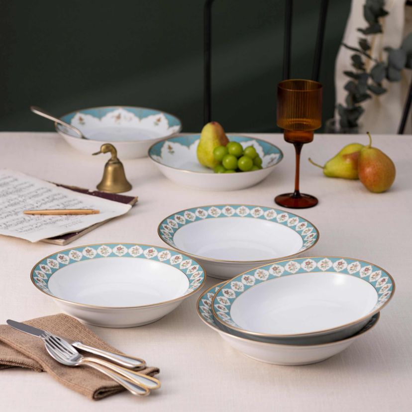 Lodis Morning Set of 4 Rim Dinner Bowls, 10", 25 oz.